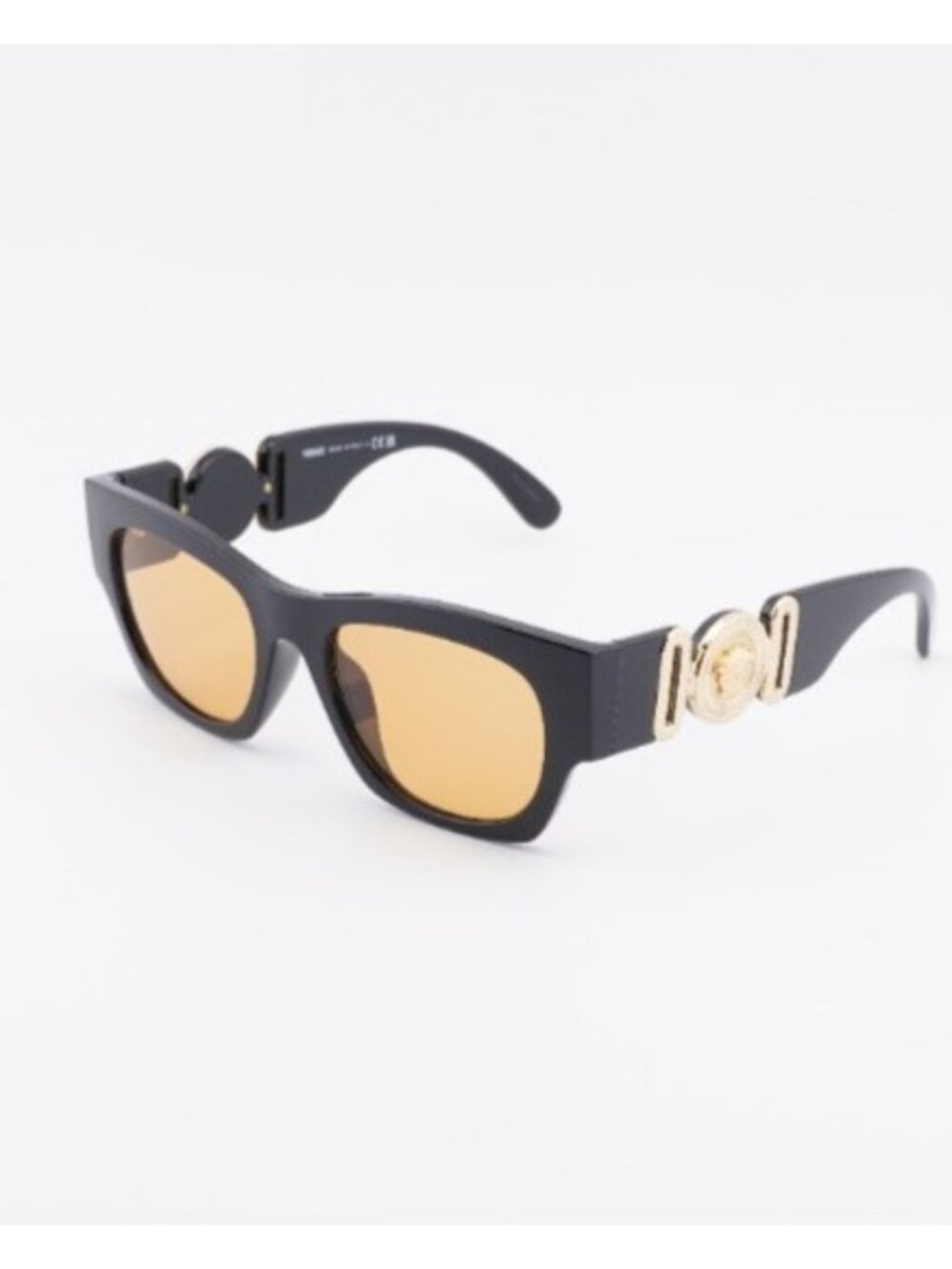 Versace VE4479U GB1/7 Sunglasses Black Square Frame, Orange Lenses
